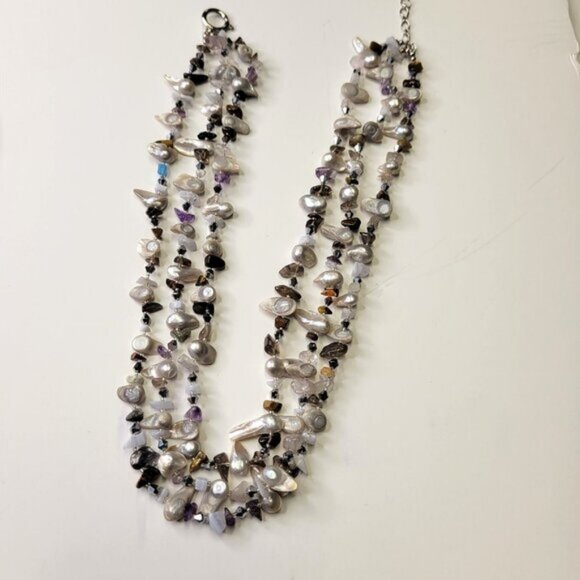 Multistrand Pearl Nugget Necklace Multistrand Pearl Necklace - Picture 6 of 14